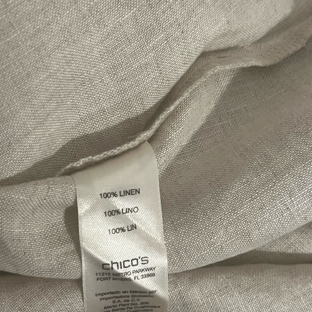 Chicos Oatmeal Foiled Waxed Metallic Linen Lace Up Shift Dress 1.5 - Picture 8 of 9